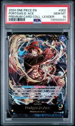 2024 ONE PIECE PREMIUM CARD COLLECTION LEADER #002 PORTGAS D. ACE PSA 10 - Image 1