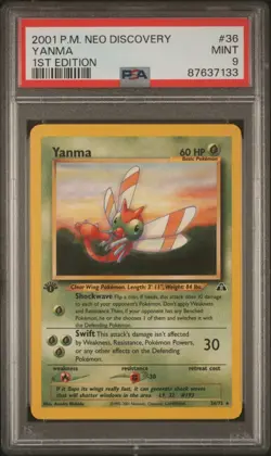 2001 POKEMON NEO DISCOVERY 36 YANMA 1ST EDITION PSA 9 - Image 1