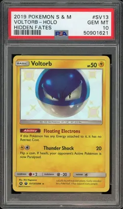 2019 Pokemon Sun & Moon Hidden Fates Shiny Voltorb #SV13 PSA 10 GEM MINT - Image 1