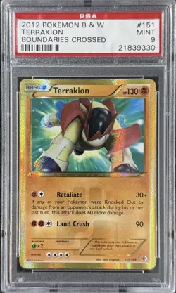Pokemon Terrakion 151/149 Holo Secret Rare Boundaries Crossed PSA 9 - Image 1