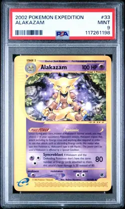 2002 POKEMON EXPEDITION 33 ALAKAZAM PSA 9 - Image 1