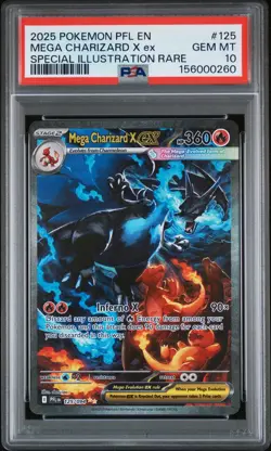 2025 POKEMON PFL EN-PHANTASMAL FLAMES #125 MEGA CHARIZARD X EX PSA 10 - Image 1
