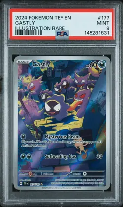 2024 POKEMON TEF EN-TEMPORAL FORCES ILLUSTRATION RARE #177 GASTLY PSA 9 - Image 1