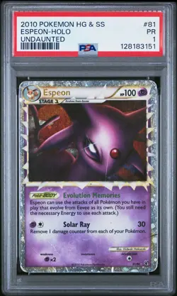 2010 POKEMON HEARTGOLD & SOULSILVER UNDAUNTED #81 ESPEON-HOLO PSA 1 - Image 1