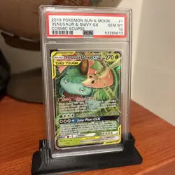 Pokemon 2019 Cosmic Eclipse Venusaur & Snivy GX 1/236 PSA 10 - Image 1