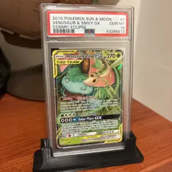 Pokemon 2019 Cosmic Eclipse Venusaur & Snivy GX 1/236 PSA 10 - Image 2