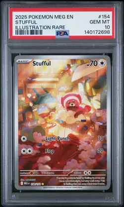 🧸PSA 10 Gem Mint Stufful Illustration Rare #154 Pokemon Mega Evolution 2025 - Image 1