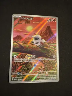 2025 Pokemon SV Black Bolt Larvesta 099/086 Illustration Rare IR Holo NM - Image 1