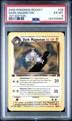 Pokemon 1st Edition Rocket #28 Dark Magneton Non Holo PSA 6 Card Trusted Seller! - Image 1