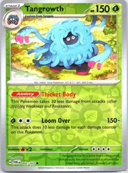 Tangrowth 002/167 Twilight Masquerade Reverse Holo Common Pokemon Card NM - Image 1