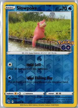 Slowpoke 019/078 Common Pokemon GO Pokemon Reverse Holo Moderately Played - Image 1