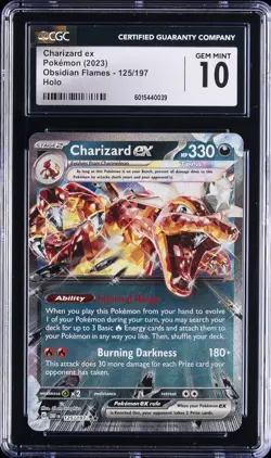 2023 POKEMON OBSIDIAN FLAMES - HOLO #125/197 CHARIZARD EX CGC 10 GEM MINT - Image 1