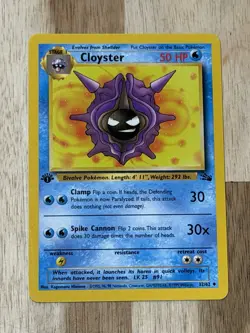 Original 1999 Pokemon TCG Fossil Set Card 1st Edition Cloyster 32/62 NM - Image 1
