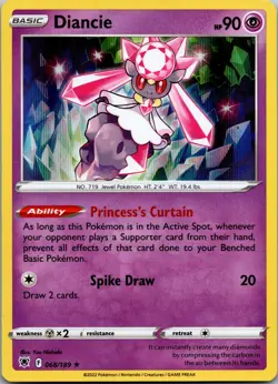 Diancie 068/189 Holo Rare Astral Radiance Pokemon Holo Near Mint - Image 1
