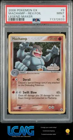 2006 Pokemon Ex Legend Maker #9 Machamp Reverse Holo Foil PSA 9 - Image 1