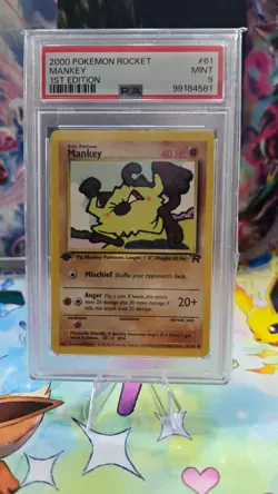 2000 Pokemon Team Rocket 1st Edition Mankey 61/182 PSA 9 Mint - Image 1