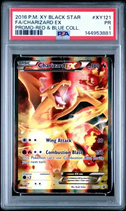 2016 Pokemon XY Black Star Promo Red & Blue Coll. FA Charizard EX #XY121 PSA 1 - Image 1
