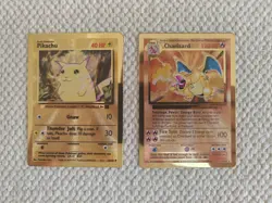 Pokemon Celebrations Gold Metal Charizard & Pikachu Cards 25th Anniversary Base - Image 1