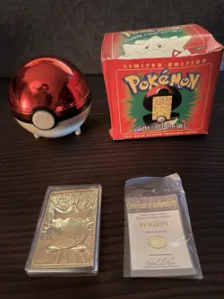 1999 Pokemon TCG Burger King Togepi 23k Gold Plated Card w/ CoA and Pokeball - Image 1