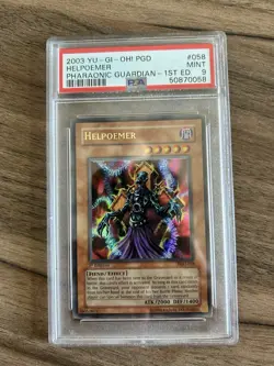 2003 YU-GI-OH! PGD-PHARAONIC GUARDIAN 1ST ED #058 HELPOEMER PSA 9 - Image 1