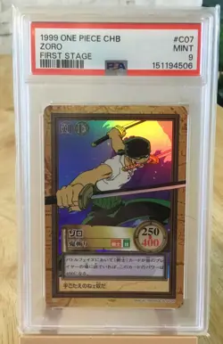 1999 One Piece Zoro C07 Holo Hyper Battle Card PSA 9 - Image 1