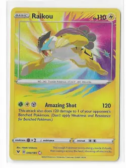 Raikou 050/185 Vivid Voltage Amazing Rare Rainbow Holo SWSH Pokemon TCG Card NM - Image 1
