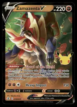 Pokemon Cards Zamazenta V 018/025 Celebrations Holo V Rare NM - Image 1