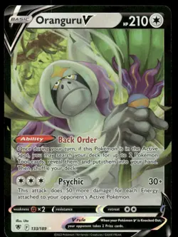 Pokemon Cards Oranguru V 133/189 Astral Radiance Holo V Rare NM - Image 1