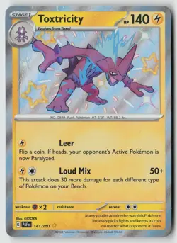 Toxtricity 141/091 Shiny Rare Paldean Fates Pokemon Holo Damaged - Image 1