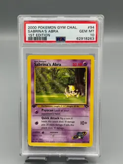 POKEMON TCG SABRINA'S ABRA 1ST EDITION PSA 10 GYM CHALLENGE 2000 94 - Image 1