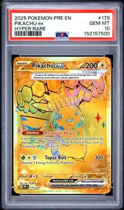Pokemon Pikachu ex Prismatic Evolutions Hyper Rare #179 PSA 10 Gem Mint - Image 1