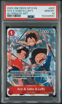 2025 ONE PIECE OP13-CARRYING ON HIS WILL ALTERNATE ART ACE & SABO & LUFFY PSA 10 - Image 1