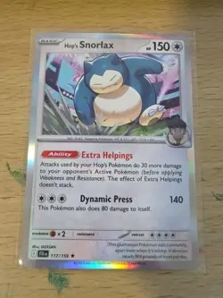 Hop's Snorlax 117/159 Holo Rare 2025 Sv09: Journey Together Pokemon Card NM - Image 1