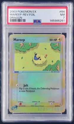 psa 7 Mareep Reverse Holo 64/97 EX Dragon 2003 Pokemon Card - Image 1