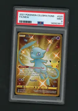 2021 FA / Mew (Secret) 025/025 Celebrations Holo Pokemon Card PSA 9 - Image 1
