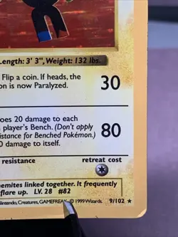 Pokemon TCG Magneton 9/102 Holo Base Set Shadowless WOTC VTG 1999 MP - Image 4