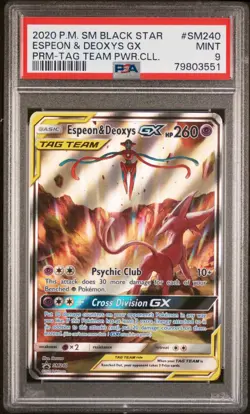 2020 POKEMON SM TAG TEAM POWERS COLLECTION SM240 ESPEON & DEOXYS GX PSA 9 - Image 1