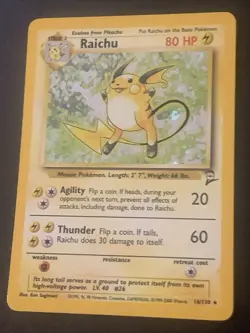 Pokemon Card TCG Raichu Base Set 2 Holographic Rare 16/130 VLP/Near Mint - Image 1