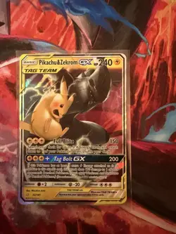 Pokemon Pikachu & Zekrom GX TCG Sun & Moon Holo Ultra Rare Card 33/181 - Image 1