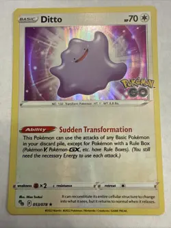 Pokemon Go Ditto Holo Rare Card 053/078 - Image 1