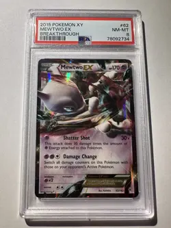 2015 Pokemon XY Mewtwo EX 62/162 Breakthrough NM-MT PSA 8 - Image 1