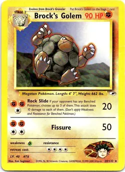Brock's Golem 20/132 Rare Gym Heroes Pokemon Dmg - Image 1