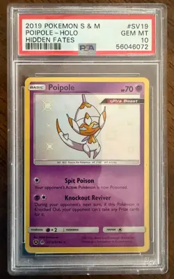2019 POKEMON SUN & MOON HIDDEN FATES #SV19 POIPOLE-HOLO PSA 10 - Image 1