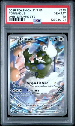 PSA 10 GEM TORNADUS #210 2025 POKEMON SVP EN WHITE FLARE ETB BLACK STAR PROMO - Image 1