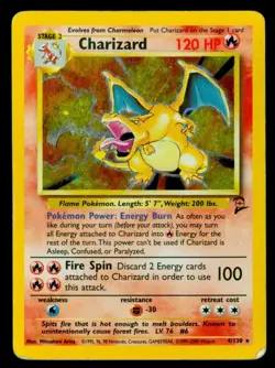 Pokemon TCG Charizard 2nd Edition Holo 4/130 Wizards Base Set - Fair Condition - Image 1