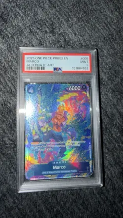 2025 BANDai ONE PIECE PRB02-008 MARCO ALTERNATE ART FOIL SUPER RARE PSA 9 - Image 1
