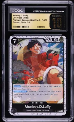 CGC 10 Pristine ENGLISH One Piece Monkey D. Luffy P-075 Promo Pirate Foil - Image 1