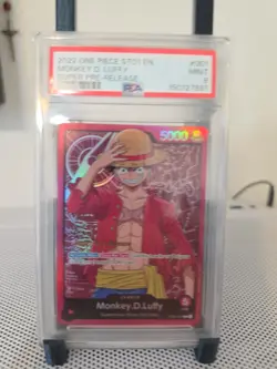 Monkey.D.Luffy ST01-001 Super Pre-Release Straw Hat Crew Foil Leader PSA 9 - Image 1