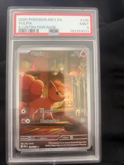 Pokemon TCG Vulpix Illustration Rare Card 138/132 Mega Evolution Pack PSA 9 - Image 1