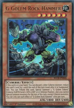 YuGiOh G Golem Rock Hammer BLCR-EN040 Ultra Rare Englisch NM 1st - Image 1